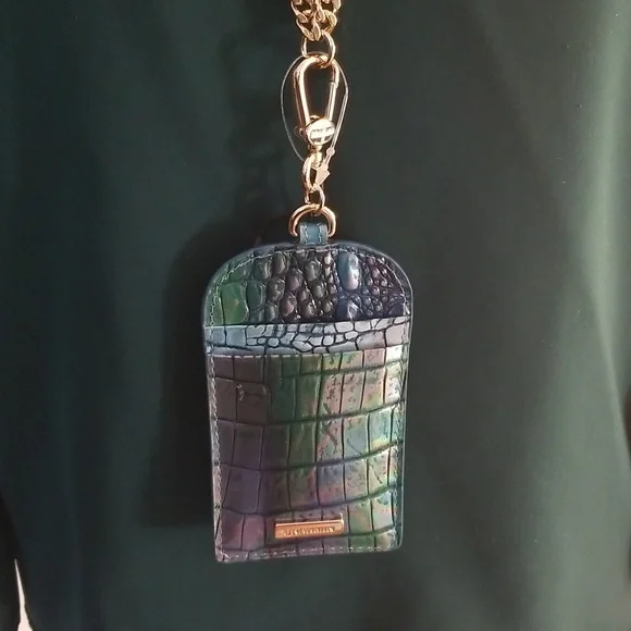 SOLD! NWT!Brahmin Stevie Blue Topaz Croc Embossed Leather ID Card Case Lanyard - Picture 14 of 15